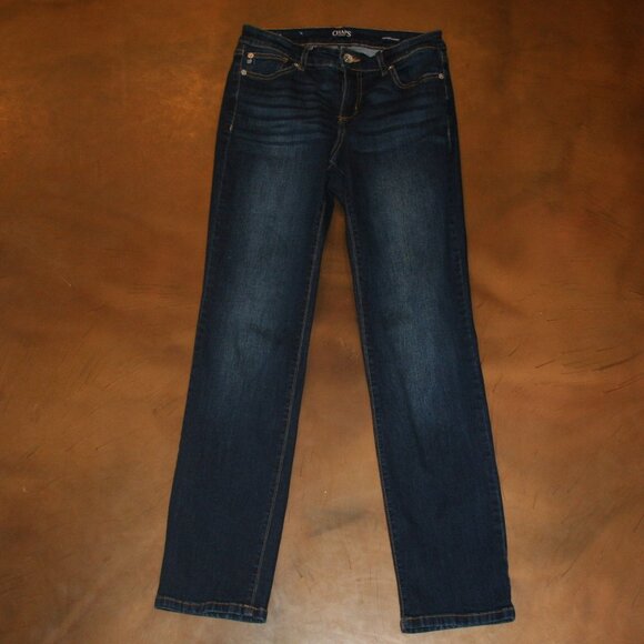 CHAPS Straight Demin Jeans Size 4 Mid Rise 26 x 29 Stretch Dark Blue Womens - Picture 1 of 8